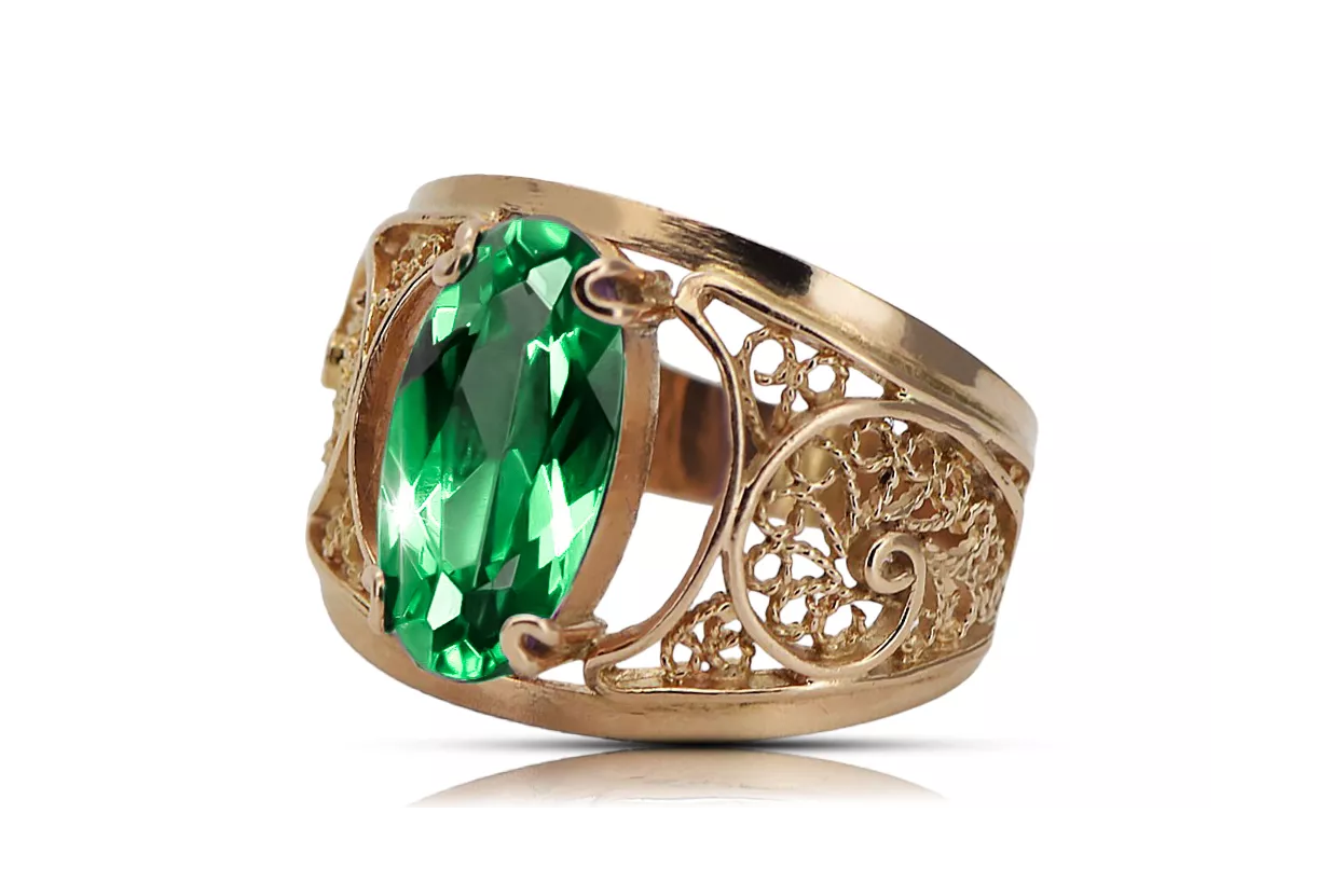 Original Vintage 14K Rose Gold Emerald Ring Vintage craft vrc057r